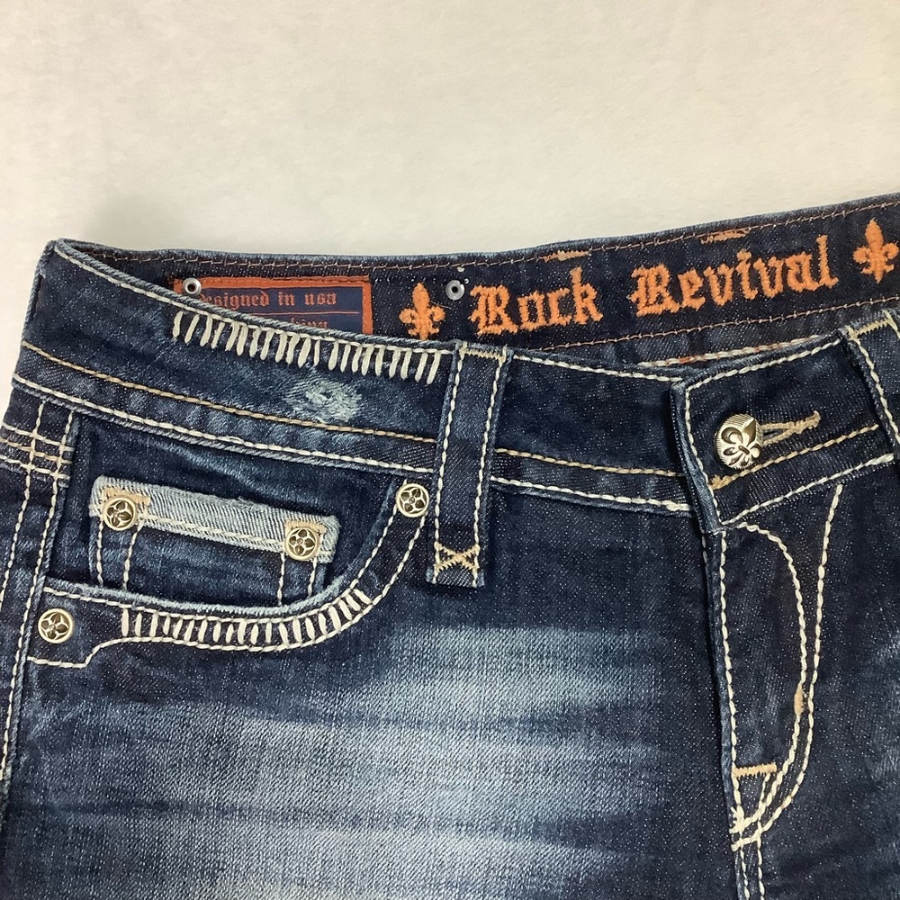 Rock Revival Alanis Jean Short HTF Sz 29 Blue - Picture 9 of 11